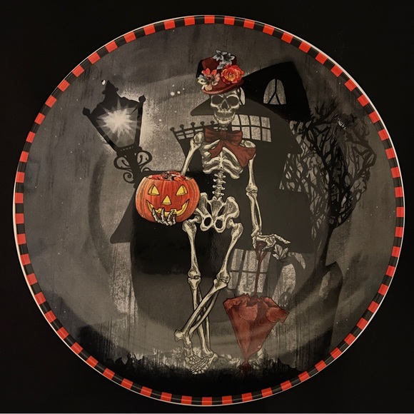 Set of (2) Classy Mr. & Mrs. Skeleton Halloween Plates - Picture 3 of 12
